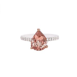 14KWR MORGANITE PEAR SHAPE RING
