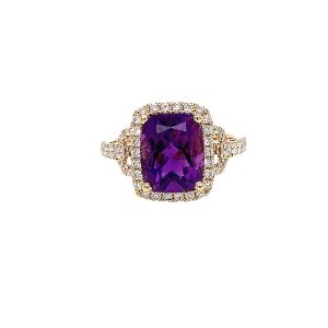 14KY AMETHYST CUSHION RING