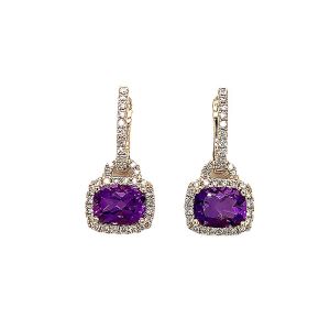 14KY AMETHYST CUSHION EARRING