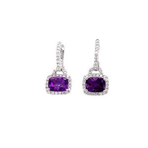 14KW AMETHYST CUSHION EARRING