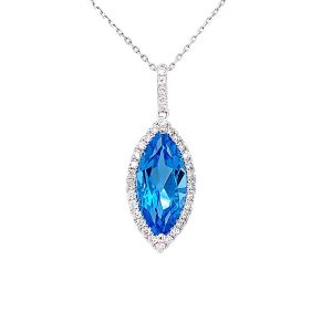 14KW BLUE TOPAZ MARQUISE PENDANT
