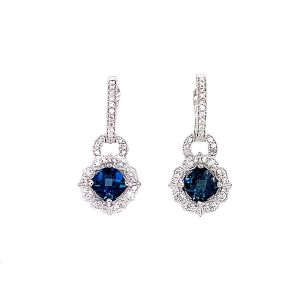 14KW LONDON BLUE TOPAZ CUSHION EARRING