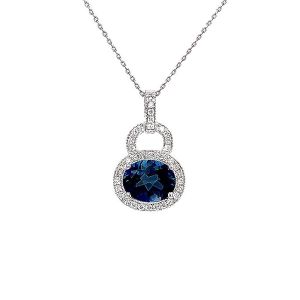 14KW LONDON BLUE TOPAZ OVAL PENDANT