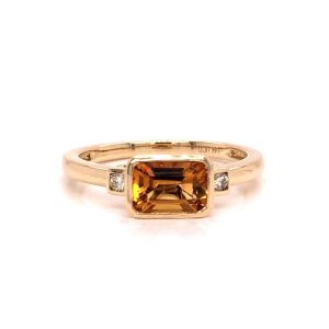 14KY CITRINE OCTAGON RING