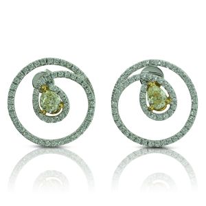 18KWY YELLOW DIAMOND PEAR SHAPE EARRING