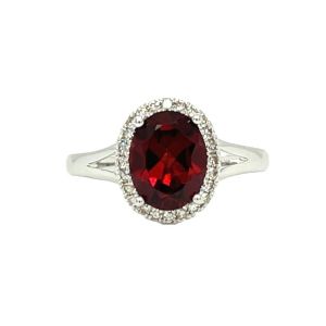 14KW RED GARNET OVAL RING