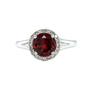14KW RED GARNET ROUND RING