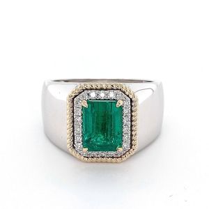 14KWY EMERALD OCTAGON MEN'S RING