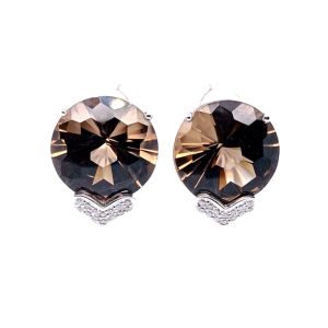 14KW SMOKEY ROUND EARRINGS