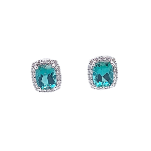 14KW GREEN TOURMALINE CUSHION EARRING