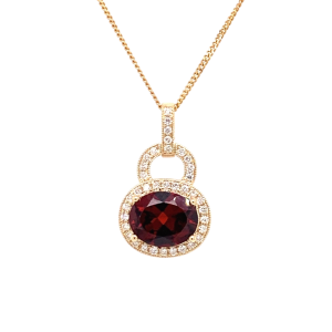14KW RED GARNET OVAL PENDANT