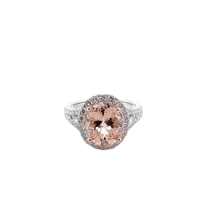 14KW MORGANITE CUSHION RING