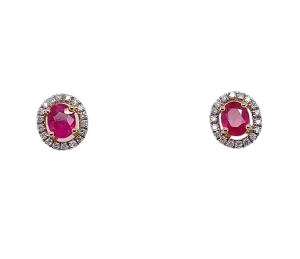 14KY RUBY OVAL EARRING