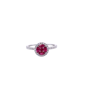 18KW RUBY ROUND RING