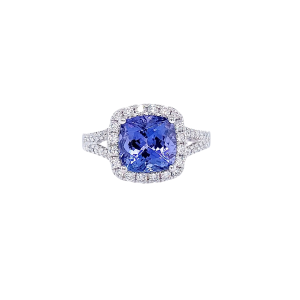 14KW TANZANITE CUSHION RING