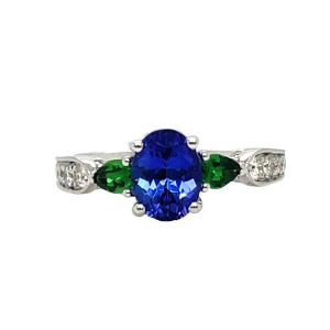 18KW TSAVORITE TANZANITE RING