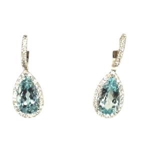 14KW AQUAMARINE PEAR SHAPE EARRING