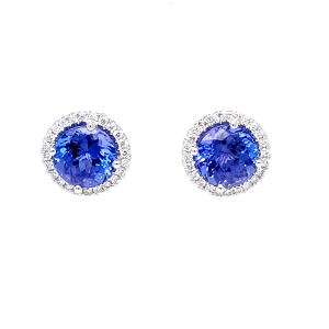 14KW TANZANITE ROUND EARRING