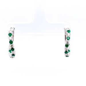 14KW EMERALD HOOP EARRING