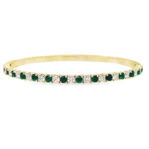 14KY EMERALD ROUND BANGLE
