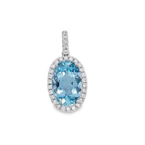 14KW AQUMARINE OVAL PENDANT