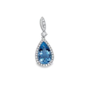 14KW AQUAMARINE PEAR SHAPE PENDANT