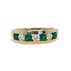 14KY EMERALD ROUND RING