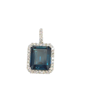 14KW LONDON BLUE TOPAZ OCTAGON PENDANT
