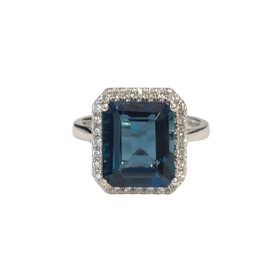 14KW LONDON BLUE TOPAZ OCTAGON RING