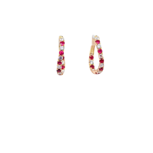 14KY RUBY HOOP EARRING