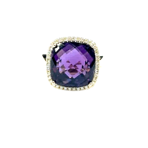 14KY AMETHYST CUSHION RING