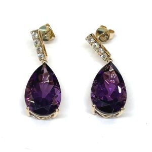 14KW AMETHYST PEAR SHAPE EARRING