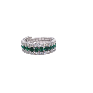 14KW EMERALD ROUND FLEXI RING