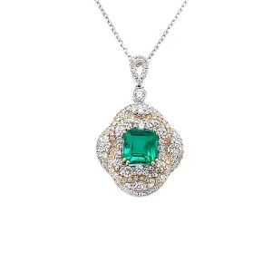 18KWY EMERALD OCTAGON PENDANT