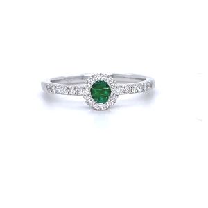 18KW EMERALD ROUND RING
