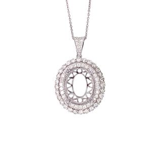 18KW 16x12 mm Oval Semi Mount Pendant