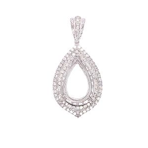 18KW 19.5x13 mm Pear Shape Semi Mount Pendant