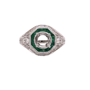 14KW ART DECO EMERALD RING